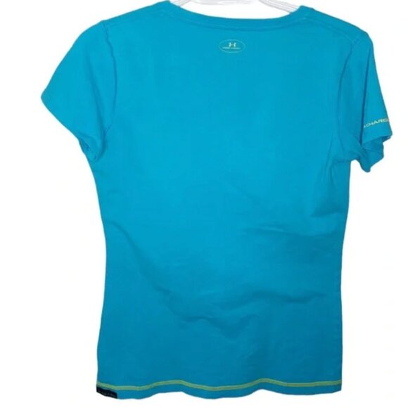 Under Armour XS Blue Charged Cotton Semi-fitted Heather Athletic T-Shirt - Picture 2 of 10